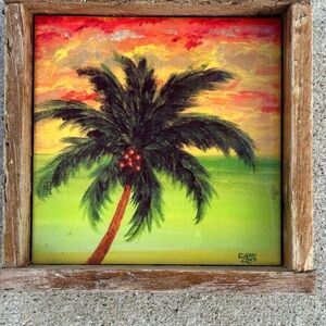 Painted Tile in Rustic Frame